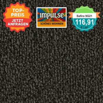 Vorwerk Safira Teppichboden Farbcode 9G21 – Draufsicht mit Preisetikett 116,91 €/m²